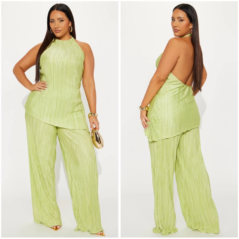 Elegant Lime Green Halter Jumpsuit
